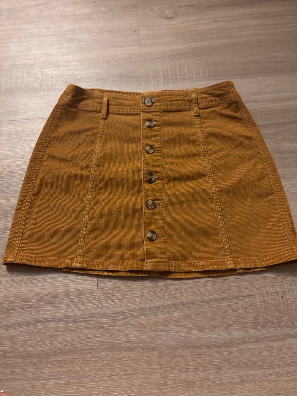 American Eagle Outfitters Button-Front Mini Skirt in Mustard